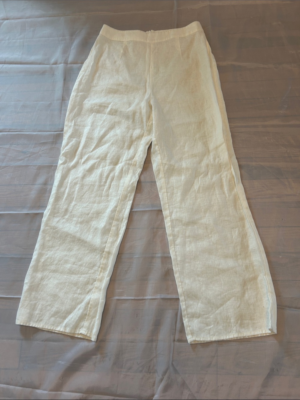 Anthropologie Cream Linen-Blend Chinos